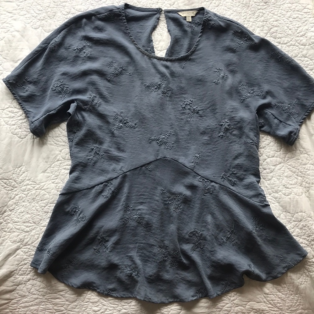 Lucky Brand Blouse w/Floral Embroidery
